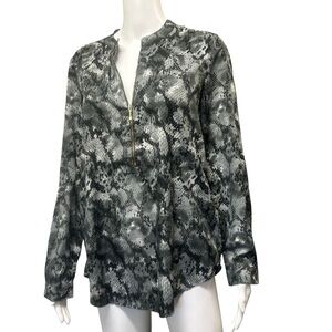 Jessica Silver Gray Black Snake Print Casual Office Blouse Size 6